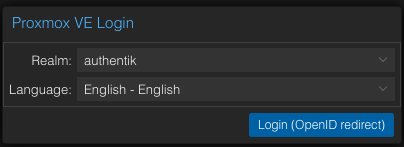 Proxmox Authentik Login